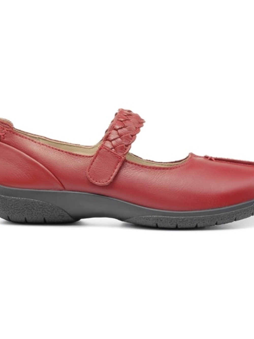 Hotter Red Leather Mary Jane Comfort Flats Braided Strap Women's Size 10 or 42 - Picture 7 of 10
